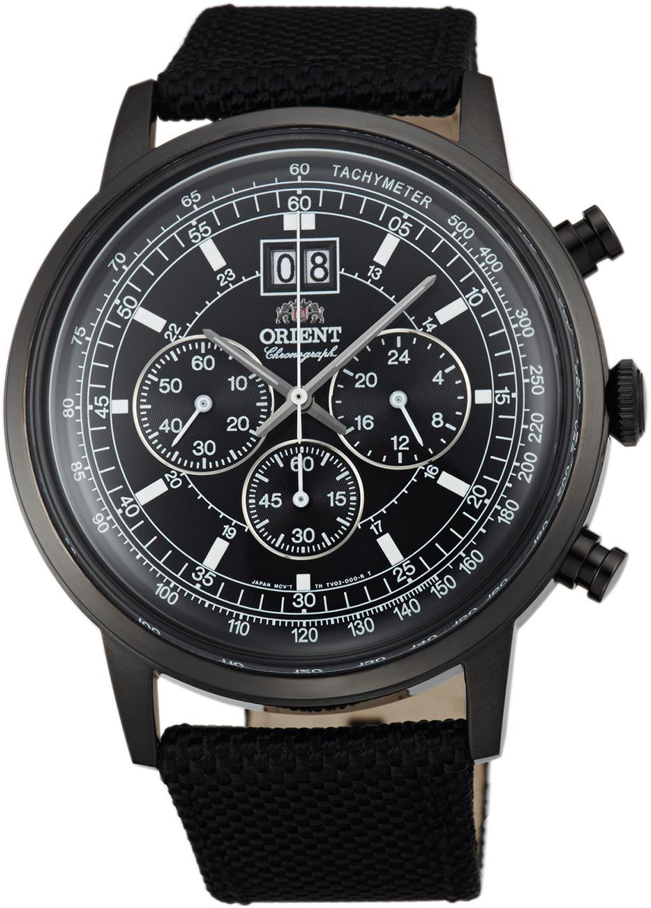 Orient FTV02001B0 Takvimli 45 mm Siyah Deri Kordon Analog Kol Saati