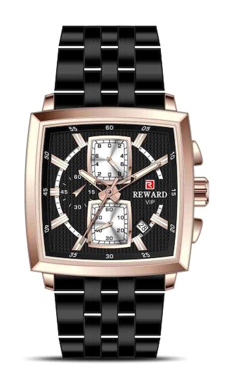 Reward A141403 Takvimli 36 mm Rose Gold-Yeşil Çelik Kordon Analog Erkek Kol Saati