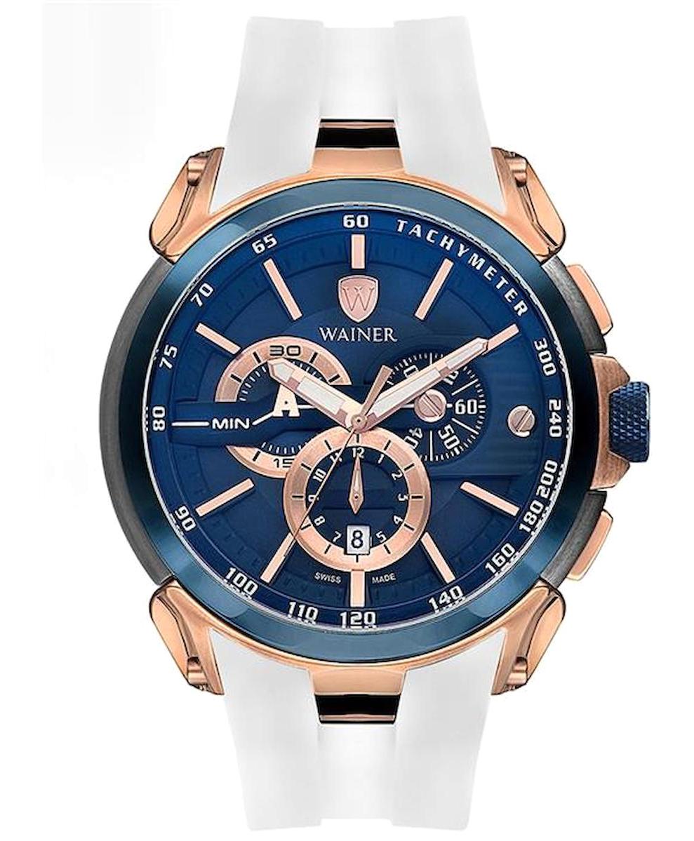 Wainer WA.16910-H Pusulalı Takvimli 48 mm Beyaz Silikon Kordon Analog Erkek Kol Saati