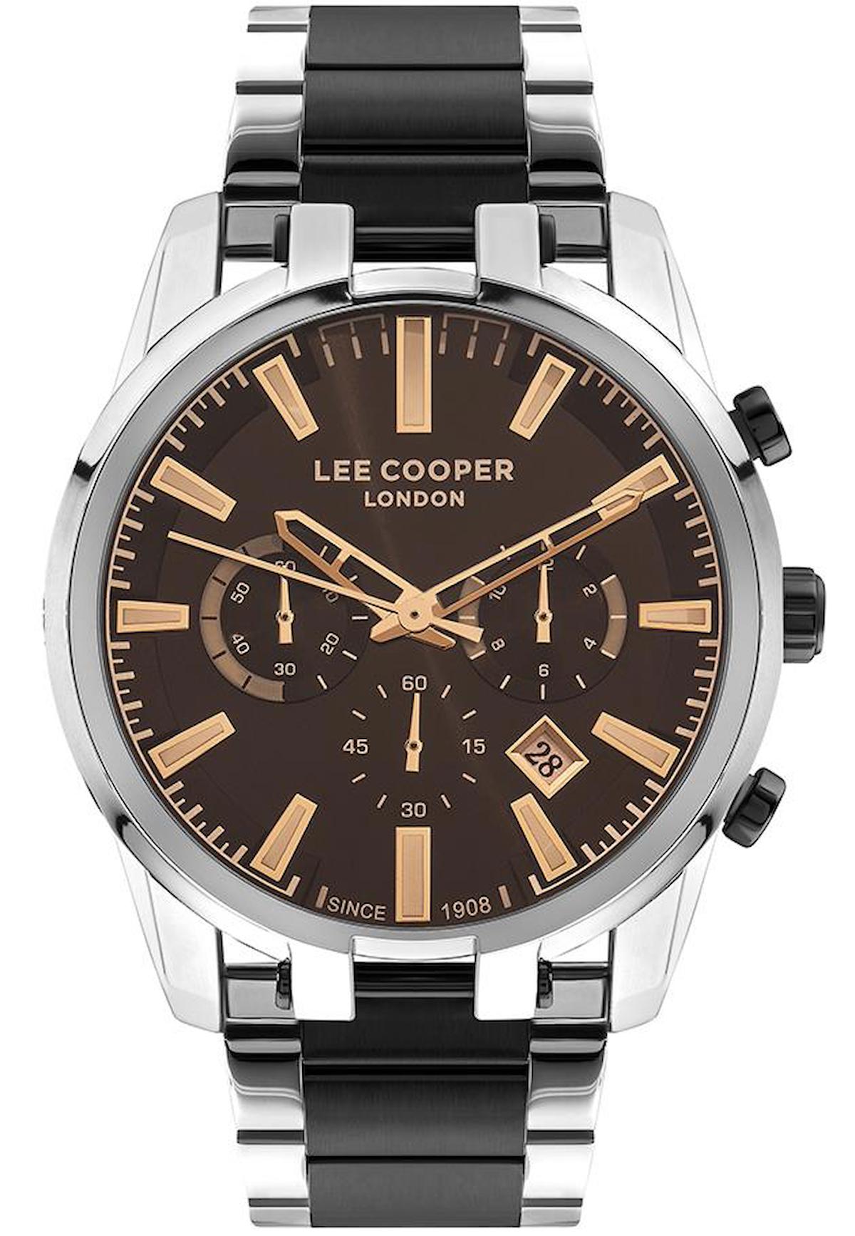 Lee Cooper LC07651.351 Takvimli Siyah- Metal Kordon Analog Erkek Kol Saati
