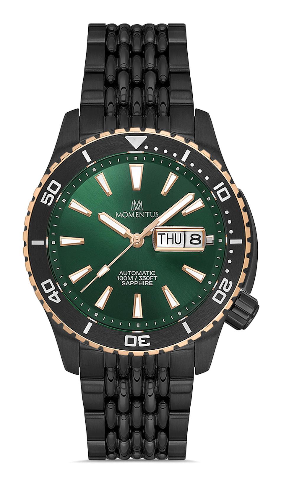 Momentus TM351B-15SR Takvimli 43 mm Siyah Çelik Kordon Analog Erkek Kol Saati