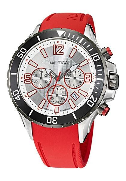 Nautica NAPNSS119 Takvimli 46-50 mm Kırmızı Silikon Kordon Analog Erkek Kol Saati