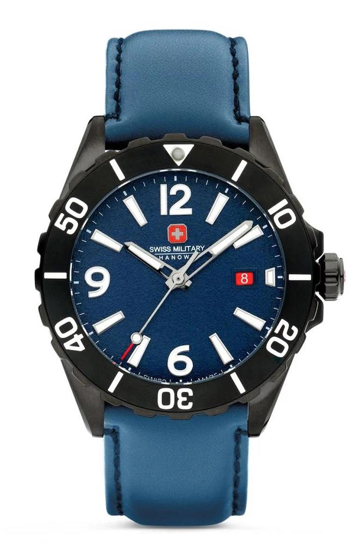 Swiss Military SMWGB0000250 Takvimli 44 mm Lacivert Deri Kordon Analog Erkek Kol Saati