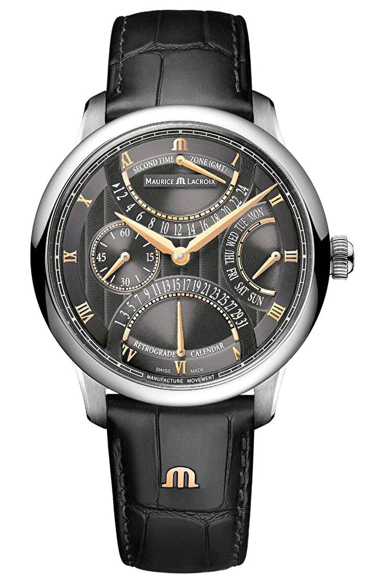 Maurice Lacroix ML-MP6538SS001310-1 Takvimli 44 mm Siyah Deri Kordon Analog Erkek Kol Saati