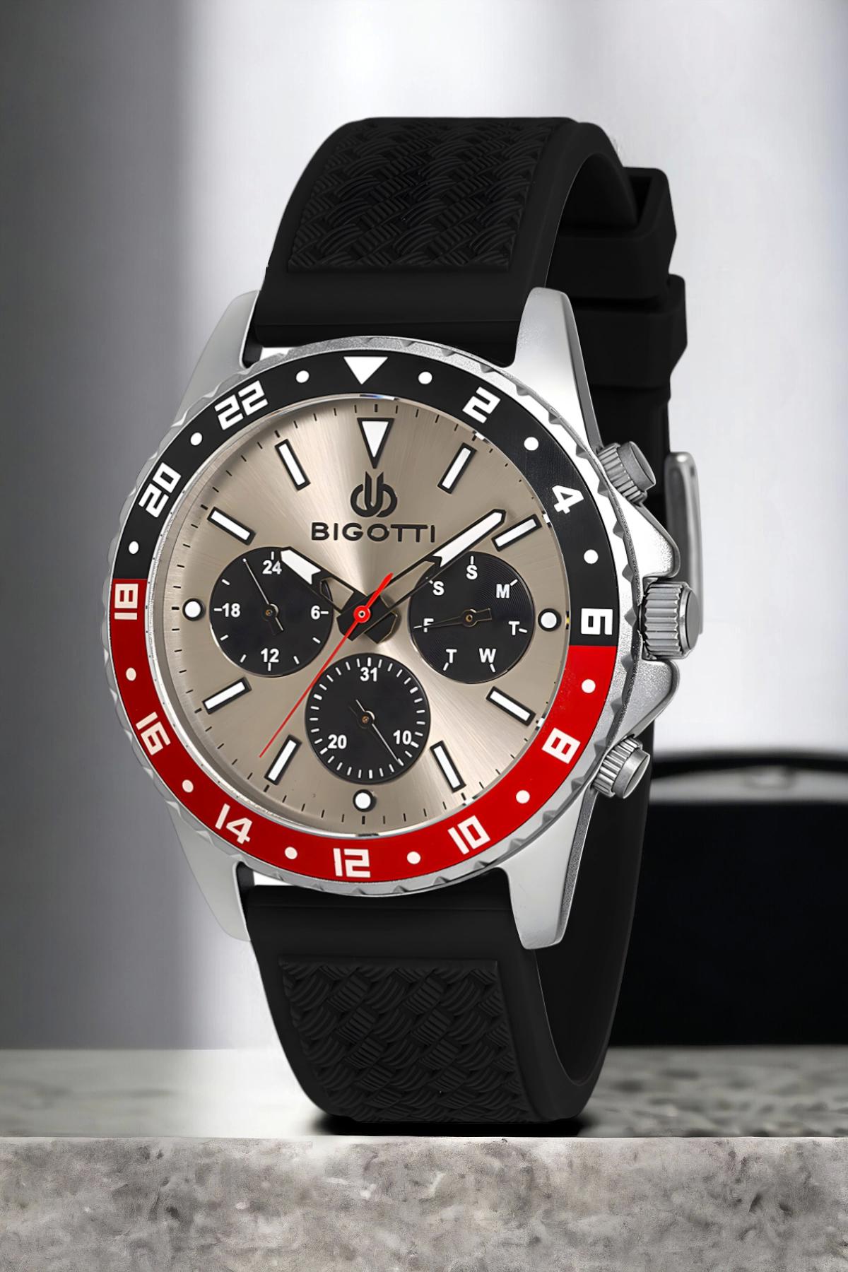 Bigotti BG.1.10144.5 Takvimli 44 mm Siyah Silikon Kordon Analog Erkek Kol Saati