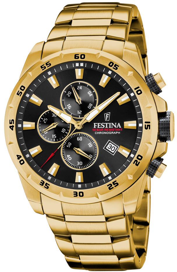 Festina F20541-4 Takvimli 45 mm Altın Çelik Kordon Analog Kol Saati