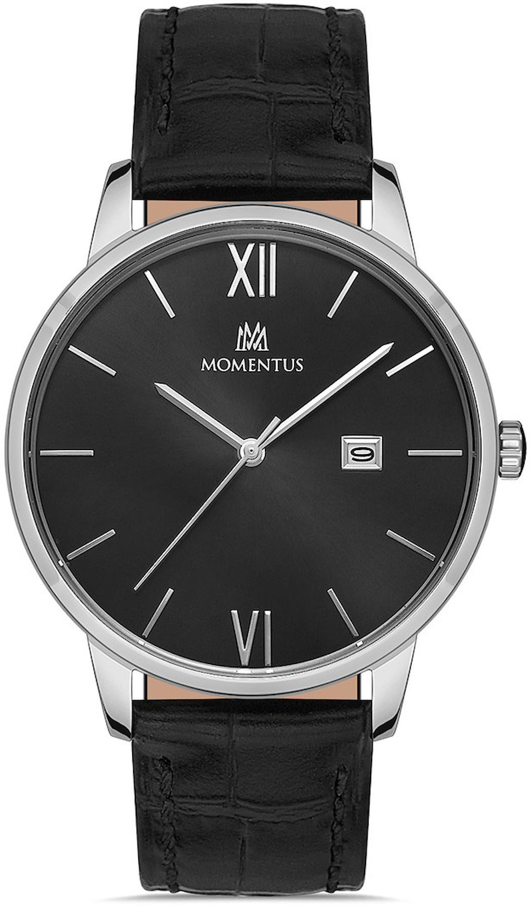 Momentus KC253S-04BS Takvimli 41 mm Siyah Çelik Kordon Analog Kol Saati