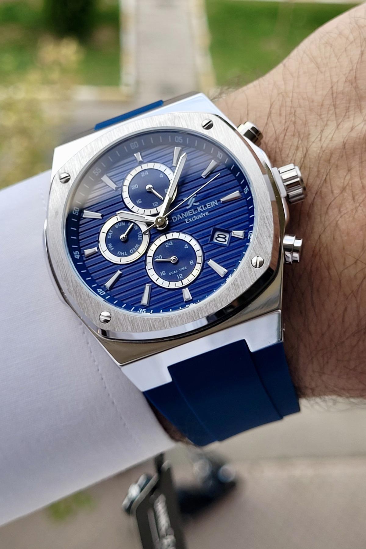 Daniel Klein DKISTE730 Takvimli 42 mm Lacivert Silikon Kordon Analog Erkek Kol Saati