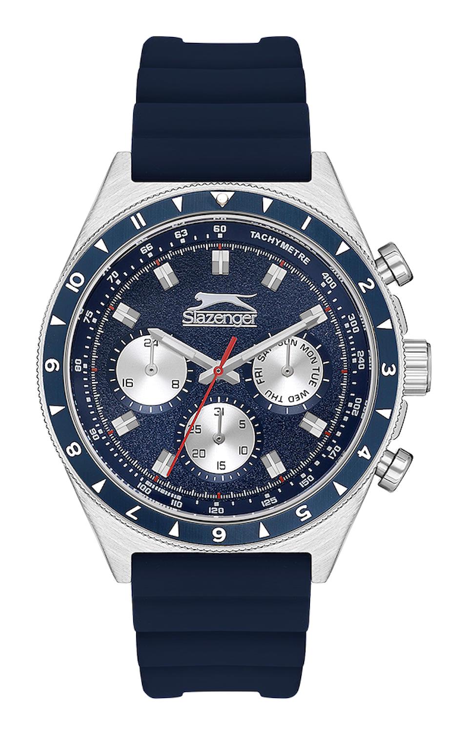 Slazenger SL.09.2247.2.02 Takvimli 45 mm Lacivert Silikon Kordon Analog Erkek Kol Saati
