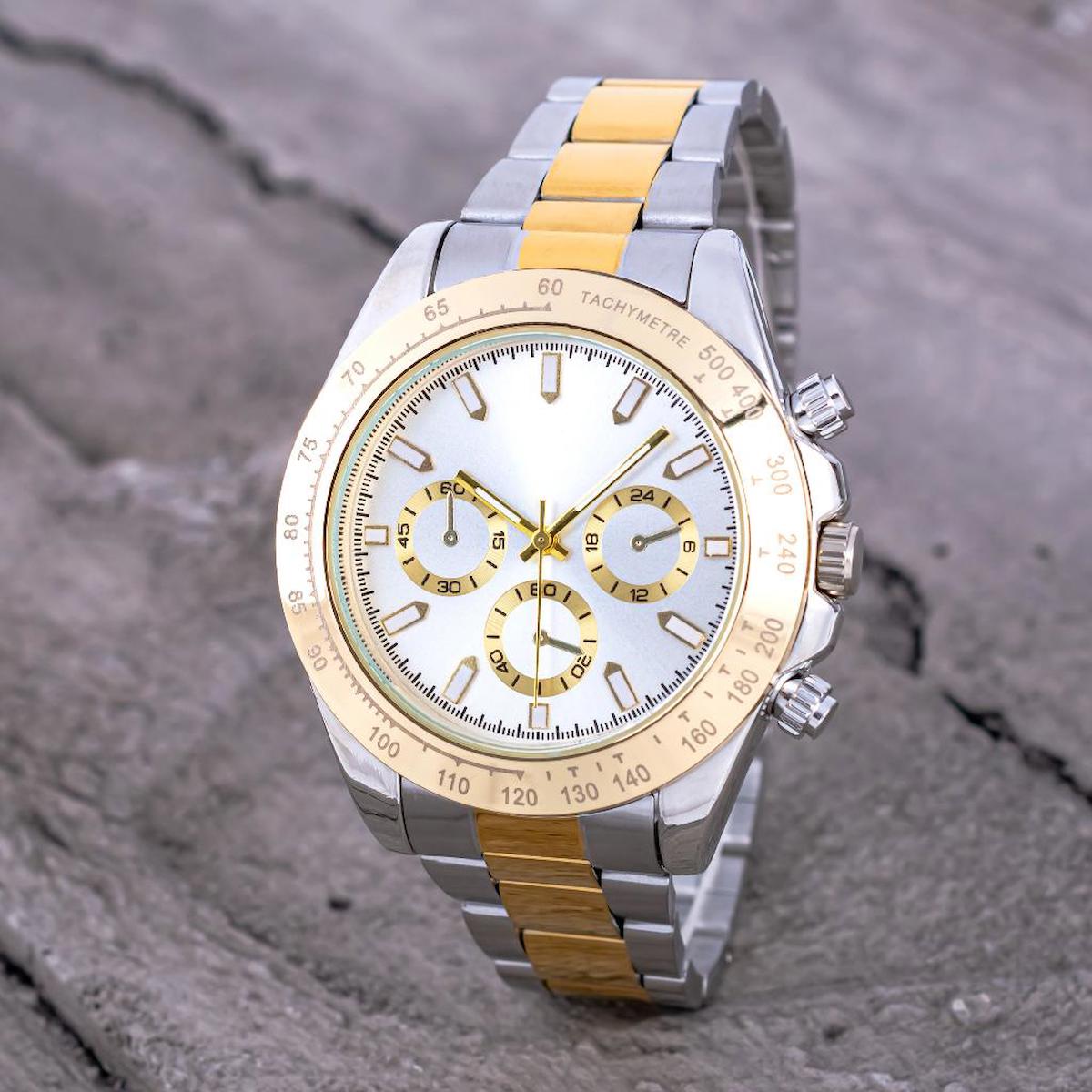 Saattino ST-304257 Takvimli 45 mm Altın-Çelik Kordon Analog Erkek Kol Saati