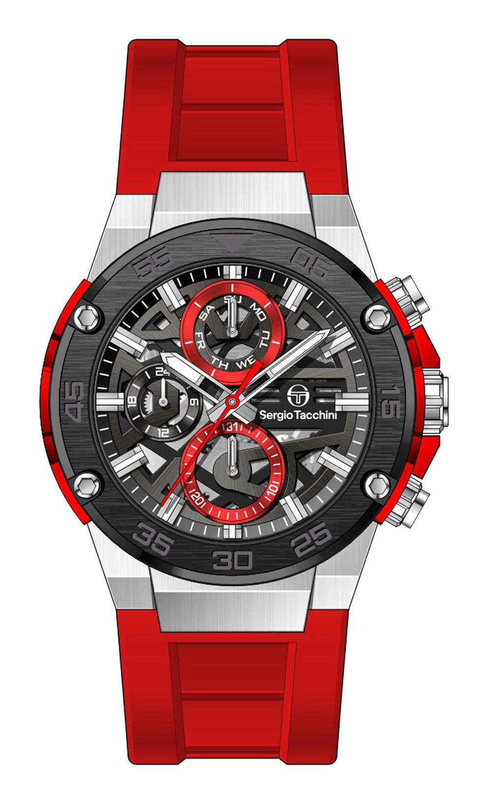 Sergio Tacchini ST.3.10006.6 38.5 mm Kırmızı Silikon Kordon Analog Erkek Kol Saati