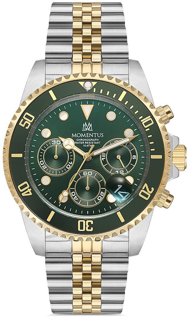 Momentus SM362T-15SG Takvimli 44 mm Altın-Çelik Kordon Analog Erkek Kol Saati