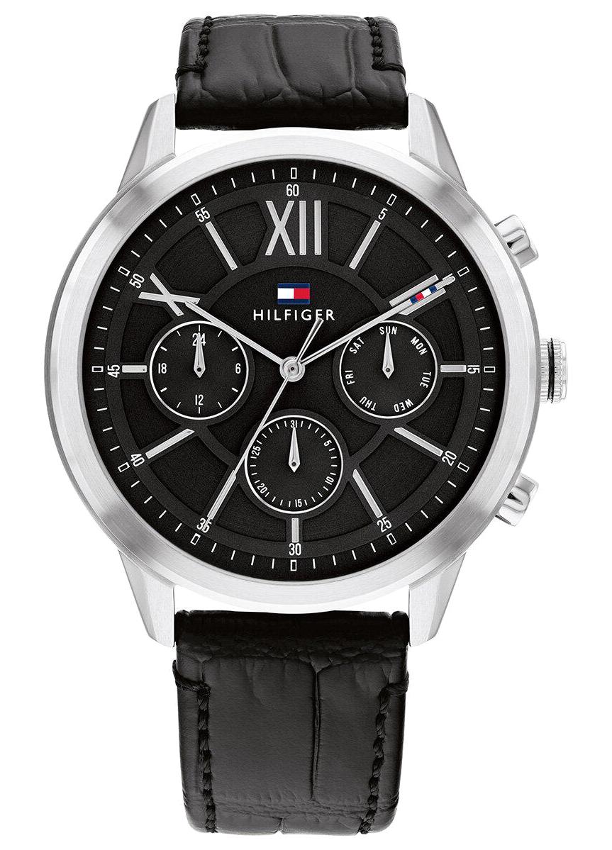 Tommy Hilfiger TH1710527 Takvimli 44 mm Siyah Deri Kordon Analog Erkek Kol Saati