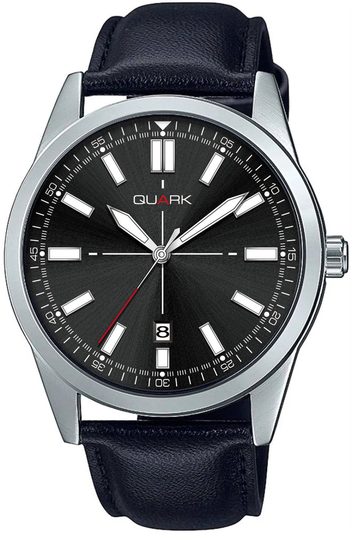 Quark QM-VD02L-1E Takvimli 41 mm Siyah Deri Kordon Analog Kol Saati