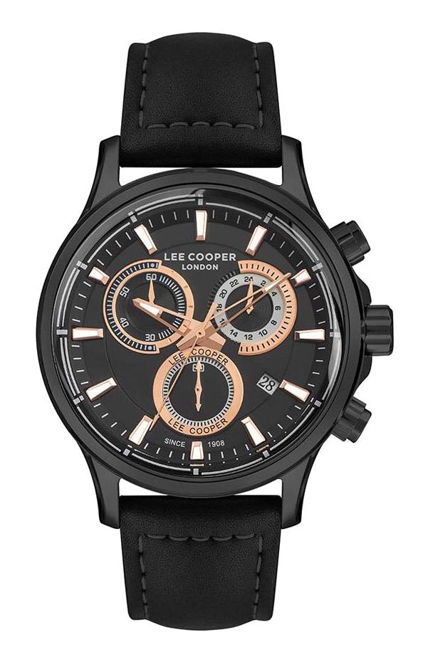 Lee Cooper LC07354.442 Takvimli 46-50 mm Siyah Deri Kordon Analog Erkek Kol Saati