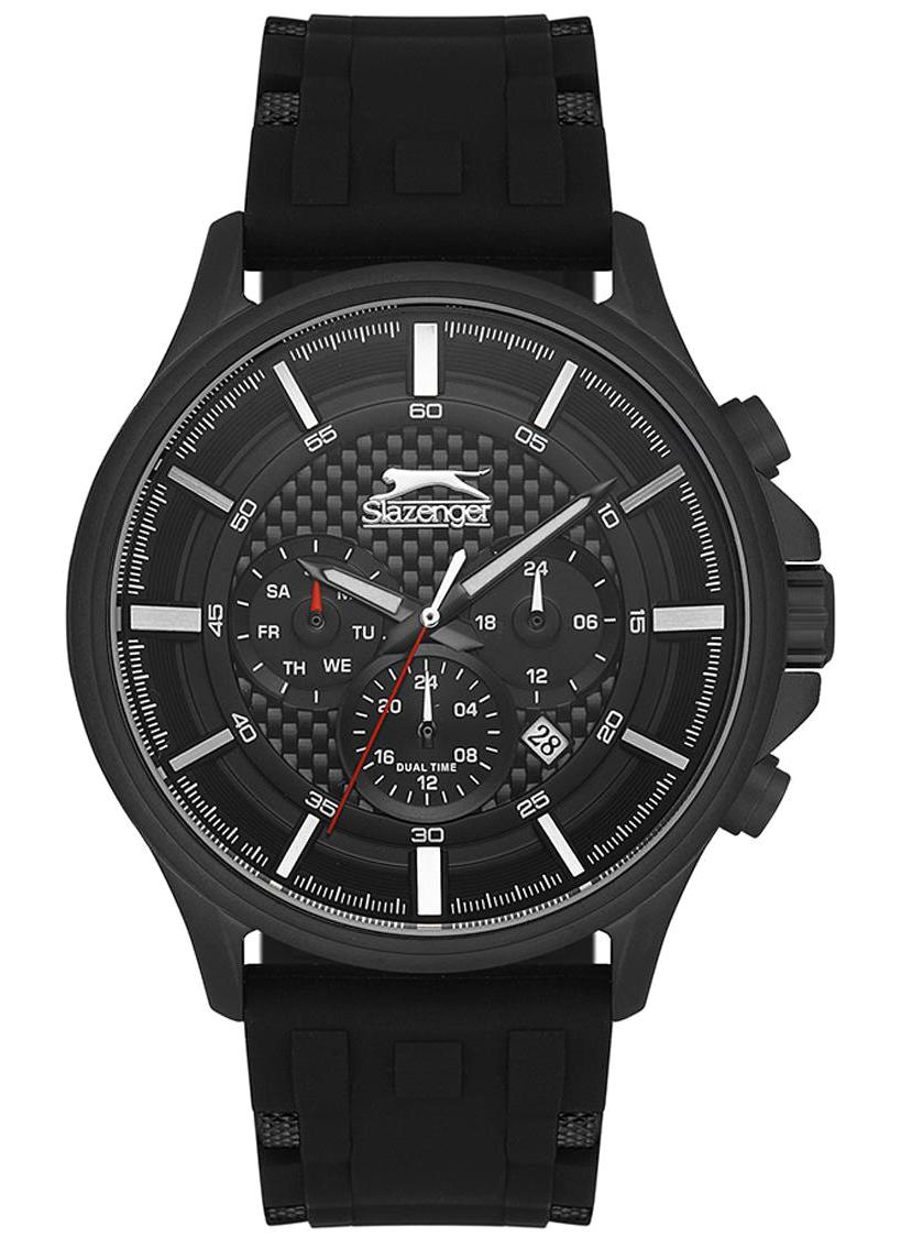 Slazenger SL.09.2206.2.01 Takvimli 44 mm Siyah Silikon Kordon Analog Erkek Kol Saati