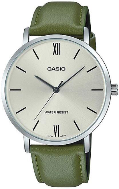 Casio MTP-VT01L-3BUDF 40 mm Yeşil Deri Kordon Analog Erkek Kol Saati