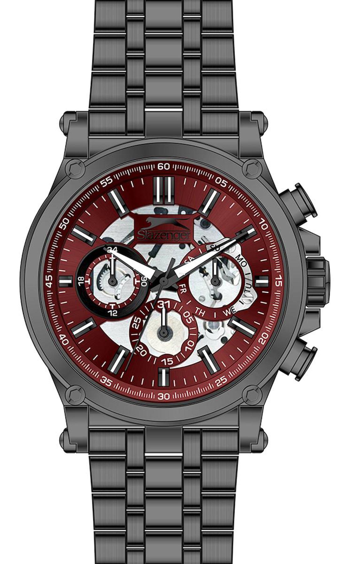 Slazenger SL.09.2244.2.06 Takvimli 45 mm Siyah Çelik Kordon Analog Erkek Kol Saati