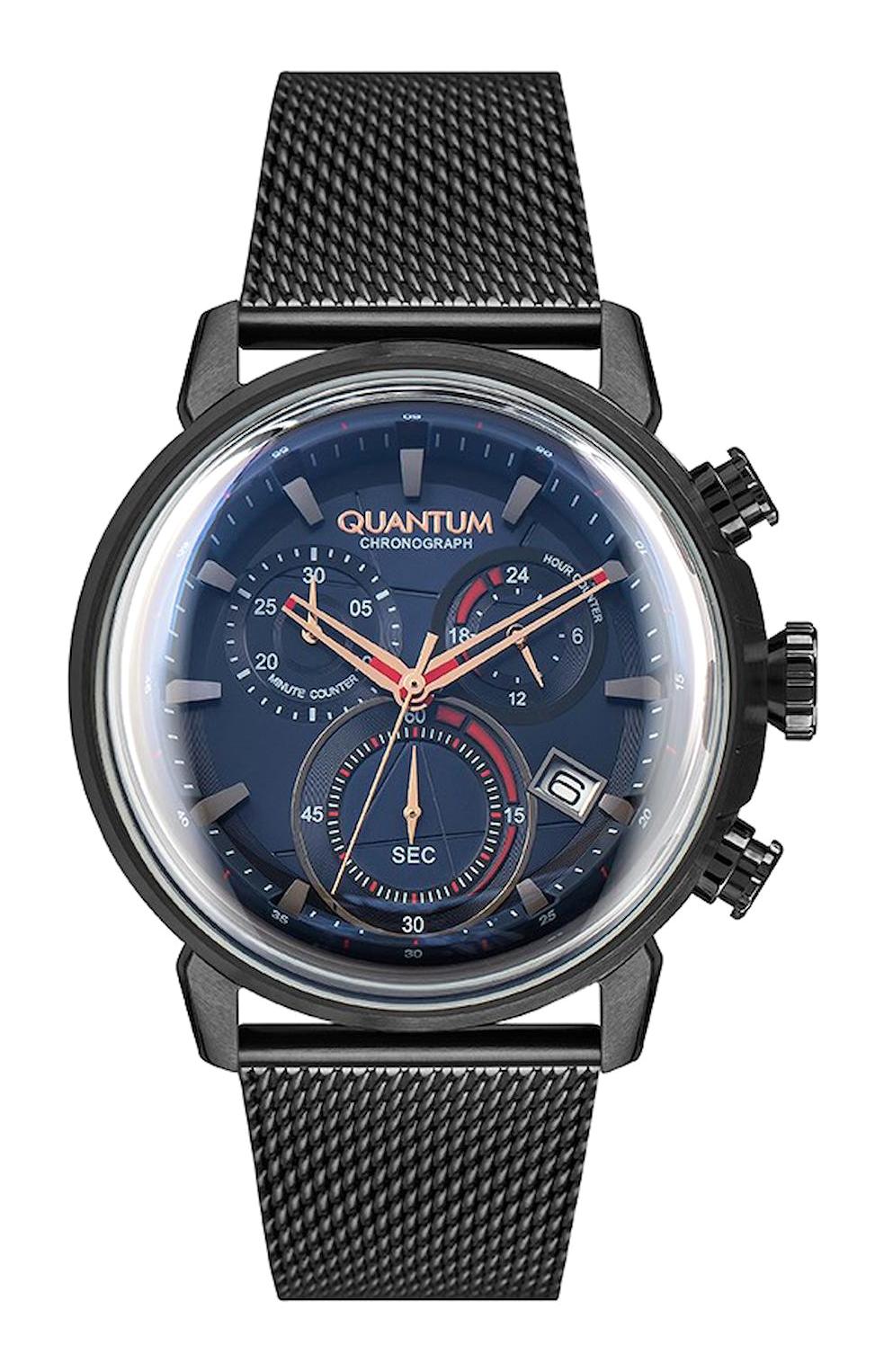Quantum PWG900.090 Takvimli 45 mm Siyah Çelik Kordon Analog Kol Saati