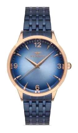 Ferro TH-F11932A-T Takvimli 45 mm Lacivert Çelik Kordon Analog Erkek Kol Saati