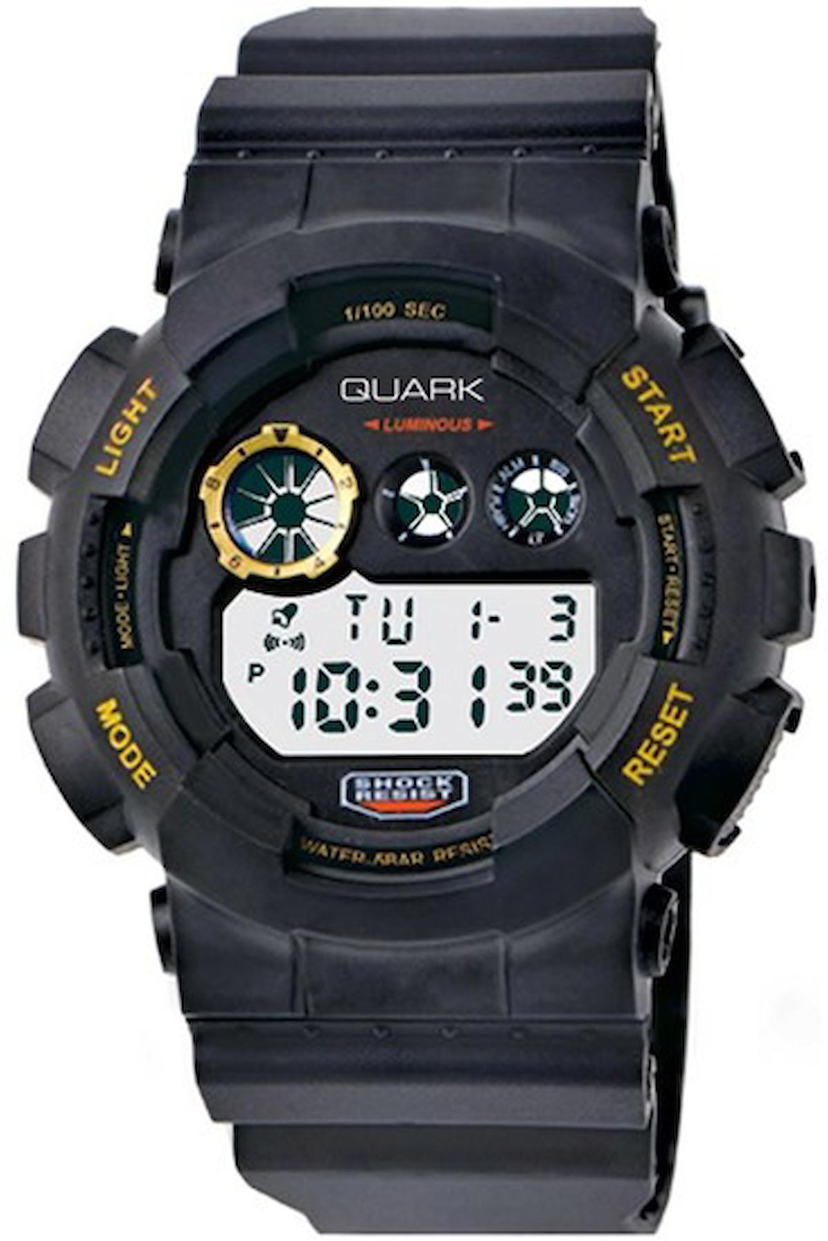 Quark QU-341G-2 Takvimli 41 mm Siyah Silikon Kordon Dijital Erkek Kol Saati