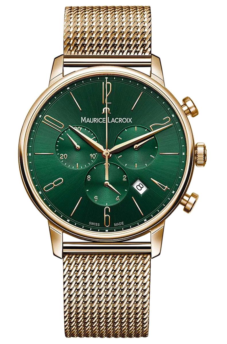 Maurice Lacroix EL1098PVP06620-1 Takvimli 40 mm Altın Çelik Kordon Analog Erkek Kol Saati