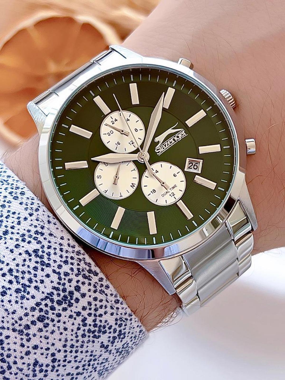 Slazenger BLKT.2.686 Takvimli 46-50 mm Çelik Kordon Analog Erkek Kol Saati