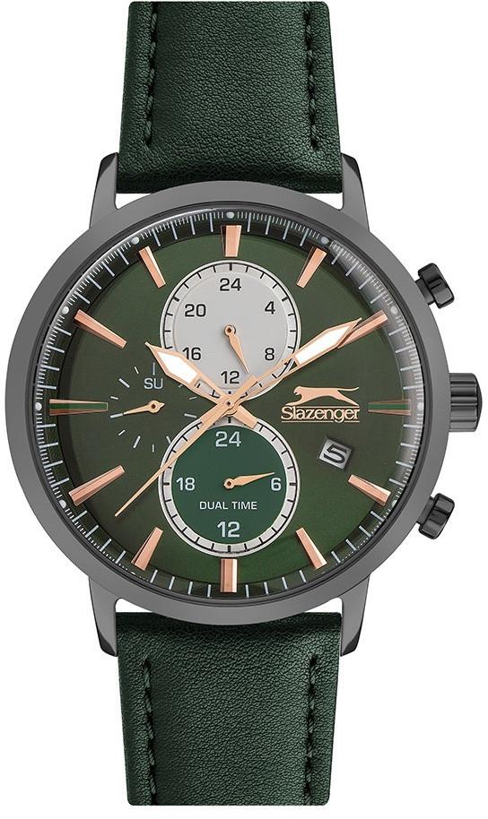 Slazenger SL.09.1992.2.05 Takvimli 45 mm Yeşil Deri Kordon Analog Erkek Kol Saati