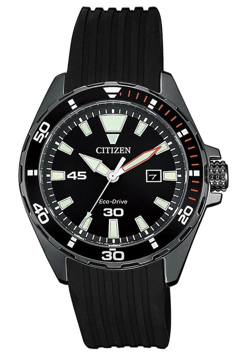 Citizen BM7455-11E Takvimli Siyah Silikon Kordon Analog Erkek Kol Saati