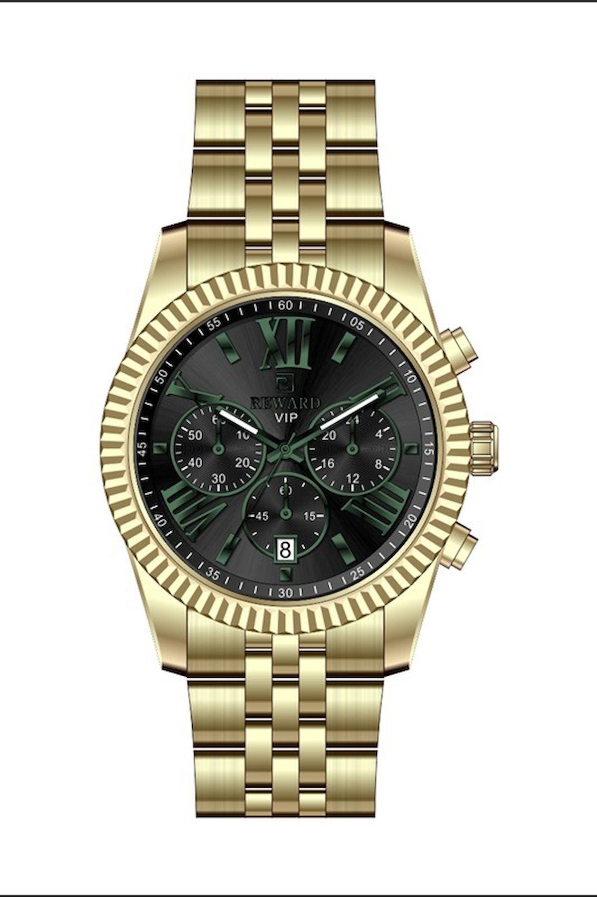 Reward A144779 Takvimli 42 mm Altın Çelik Kordon Analog Erkek Kol Saati