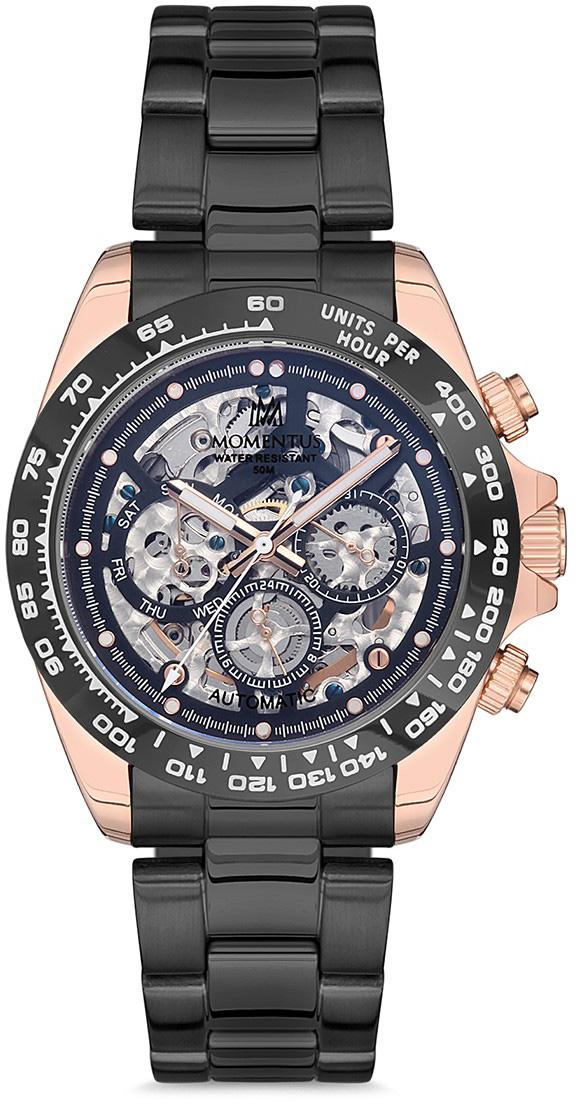 Momentus TM287R-04SR Takvimli 39 mm Siyah Çelik Kordon Analog Erkek Kol Saati