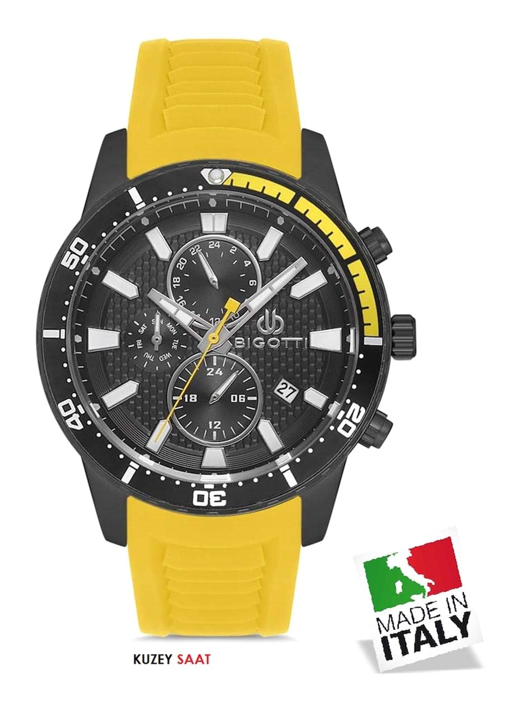 Bigotti BG.1.10112.6 Takvimli 44 mm Sarı Silikon Kordon Analog Erkek Kol Saati