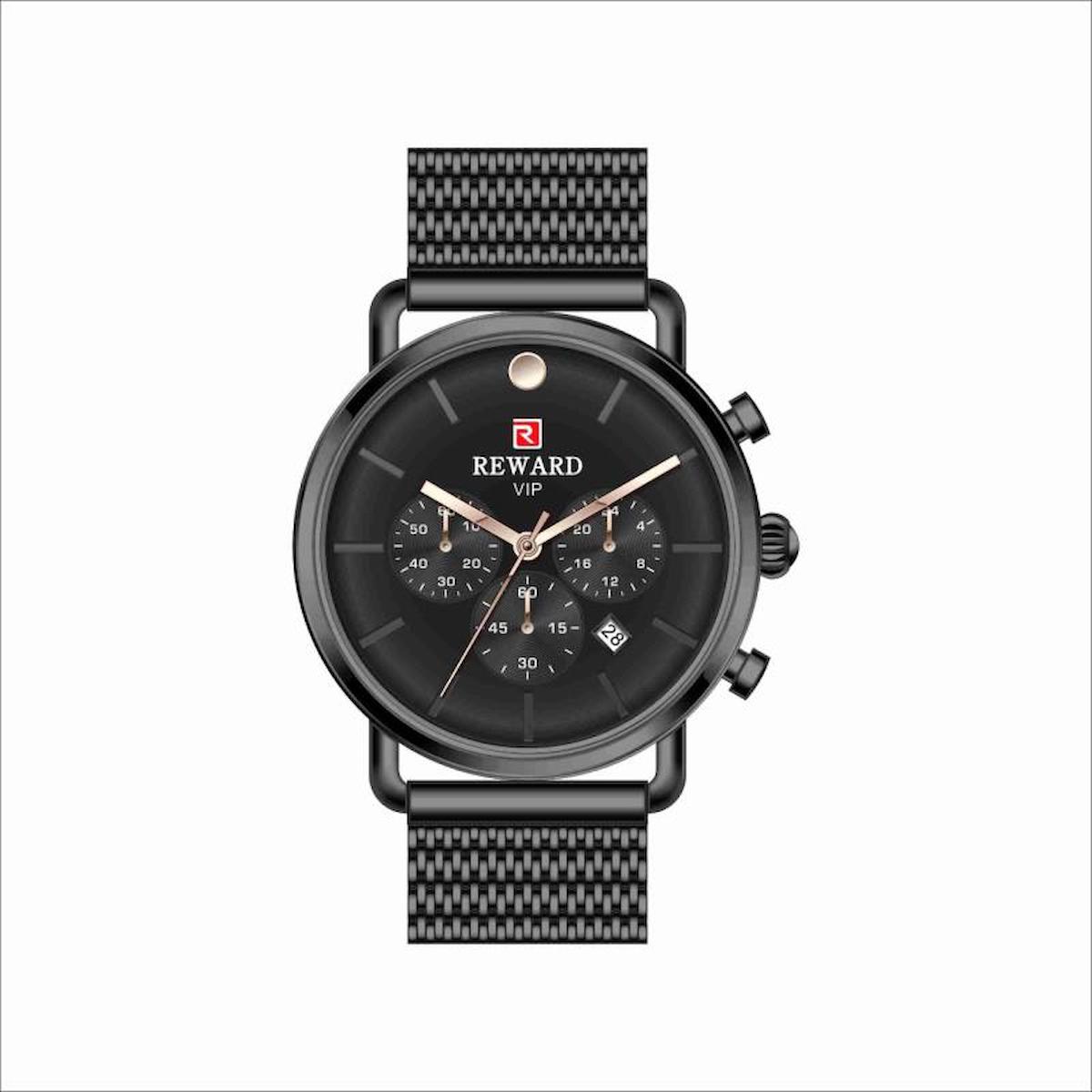 Reward A141614 Takvimli 40 mm Siyah Metal Kordon Analog Erkek Kol Saati