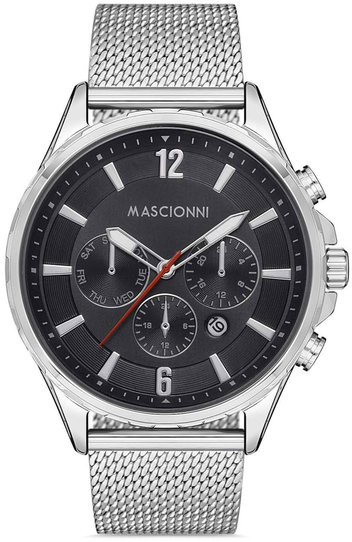 Mascionni M.1.1065M.05 Takvimli 45 mm Çelik-Hasır Kordon Analog Kol Saati