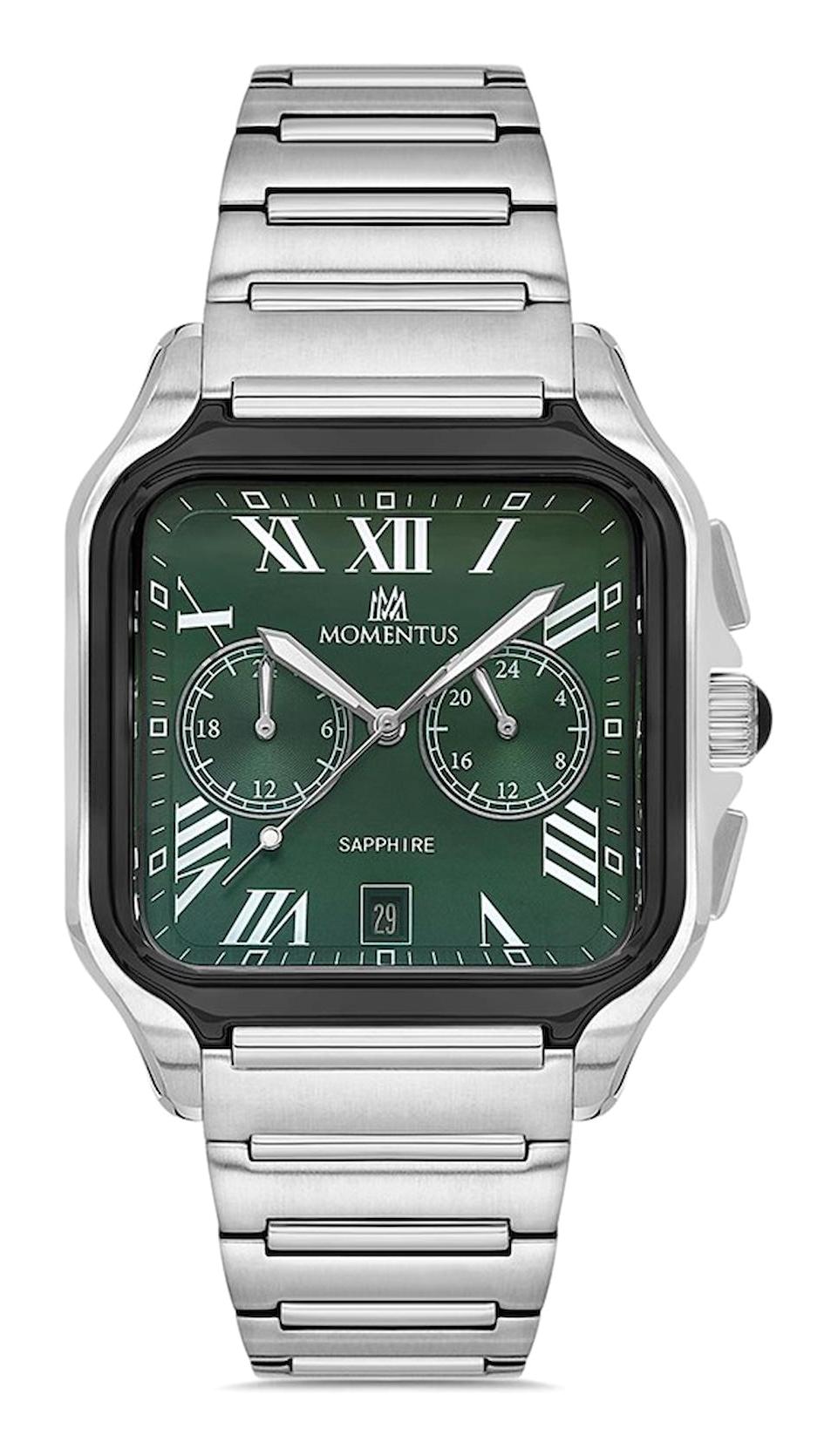 Momentus TM348T-15SS Takvimli 42 mm Çelik Kordon Analog Erkek Kol Saati