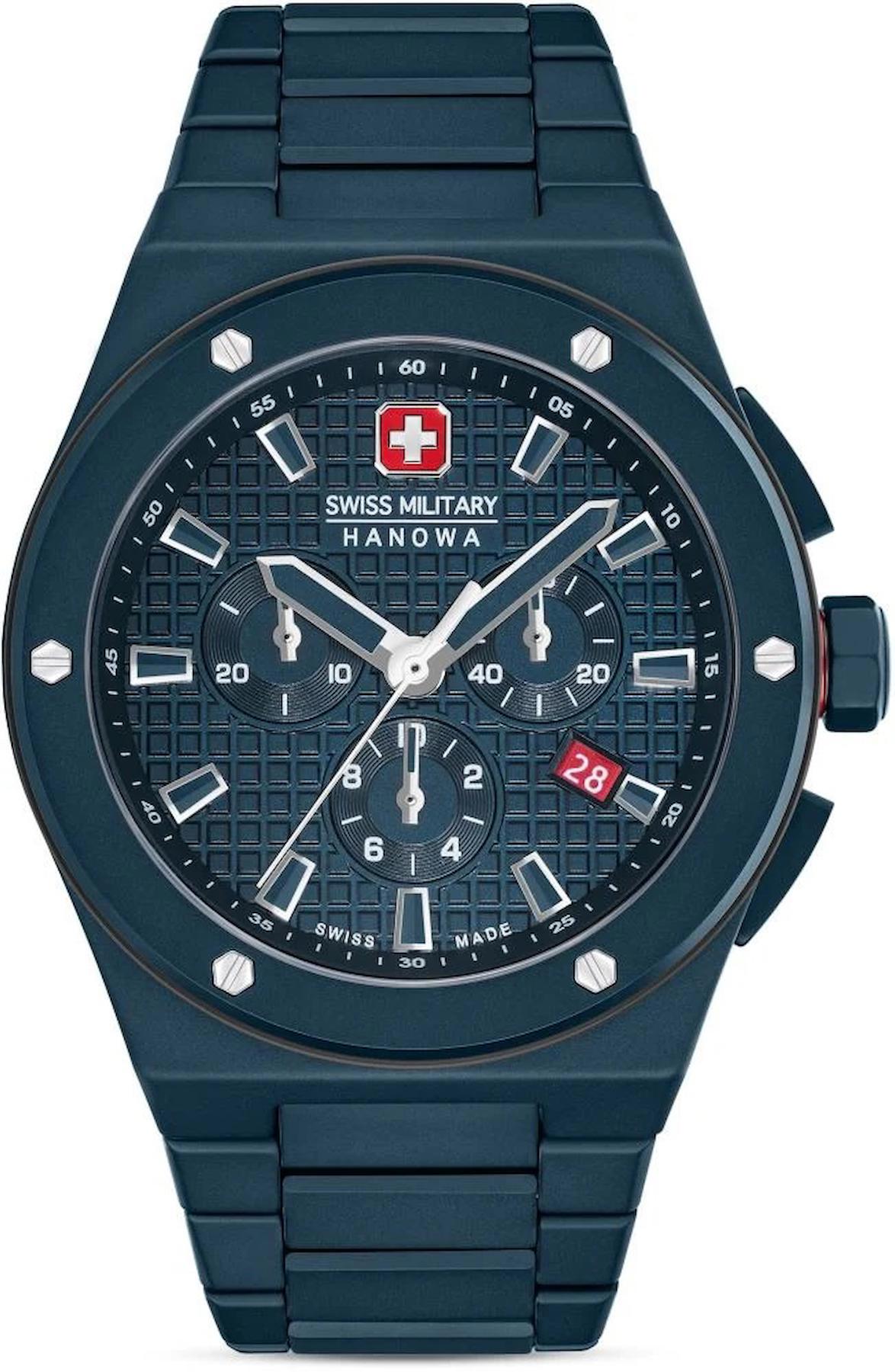 Swiss Military SMWGI0002281 Takvimli 44 mm Lacivert Çelik Kordon Analog Erkek Kol Saati