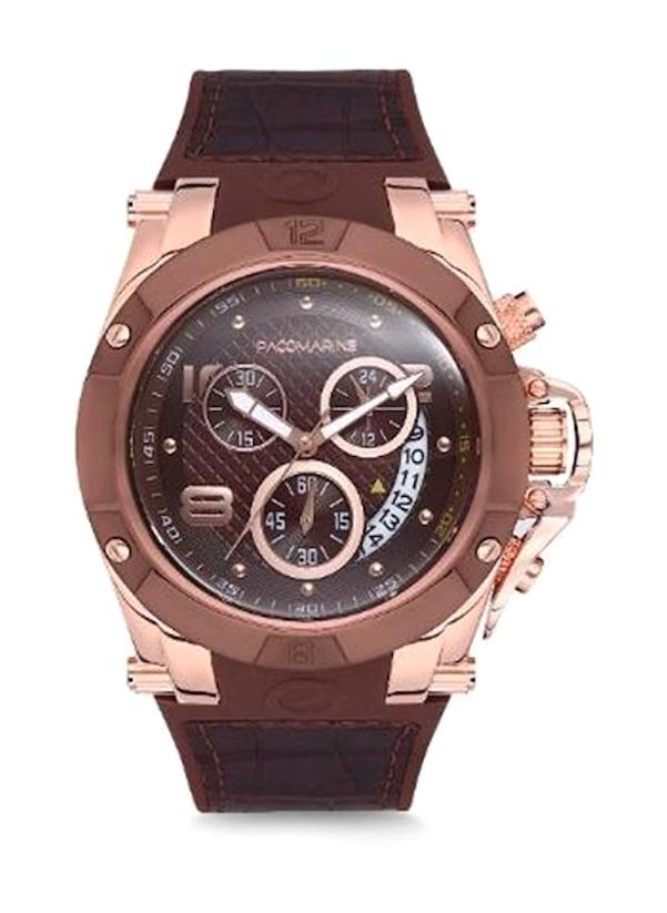 Pacomarine PM.51163.03 Takvimli Kahverengi Çelik Kordon Analog Kol Saati