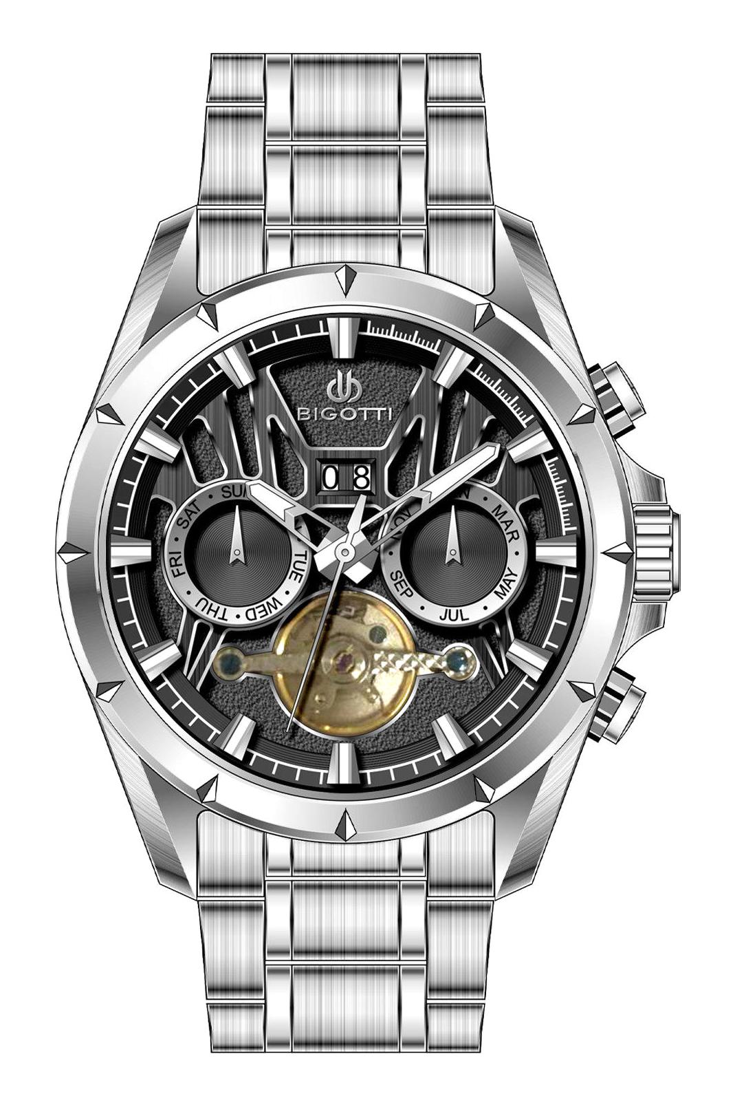 Bigotti BG.1.10597-2 Takvimli 43 mm Çelik Kordon Analog Erkek Kol Saati