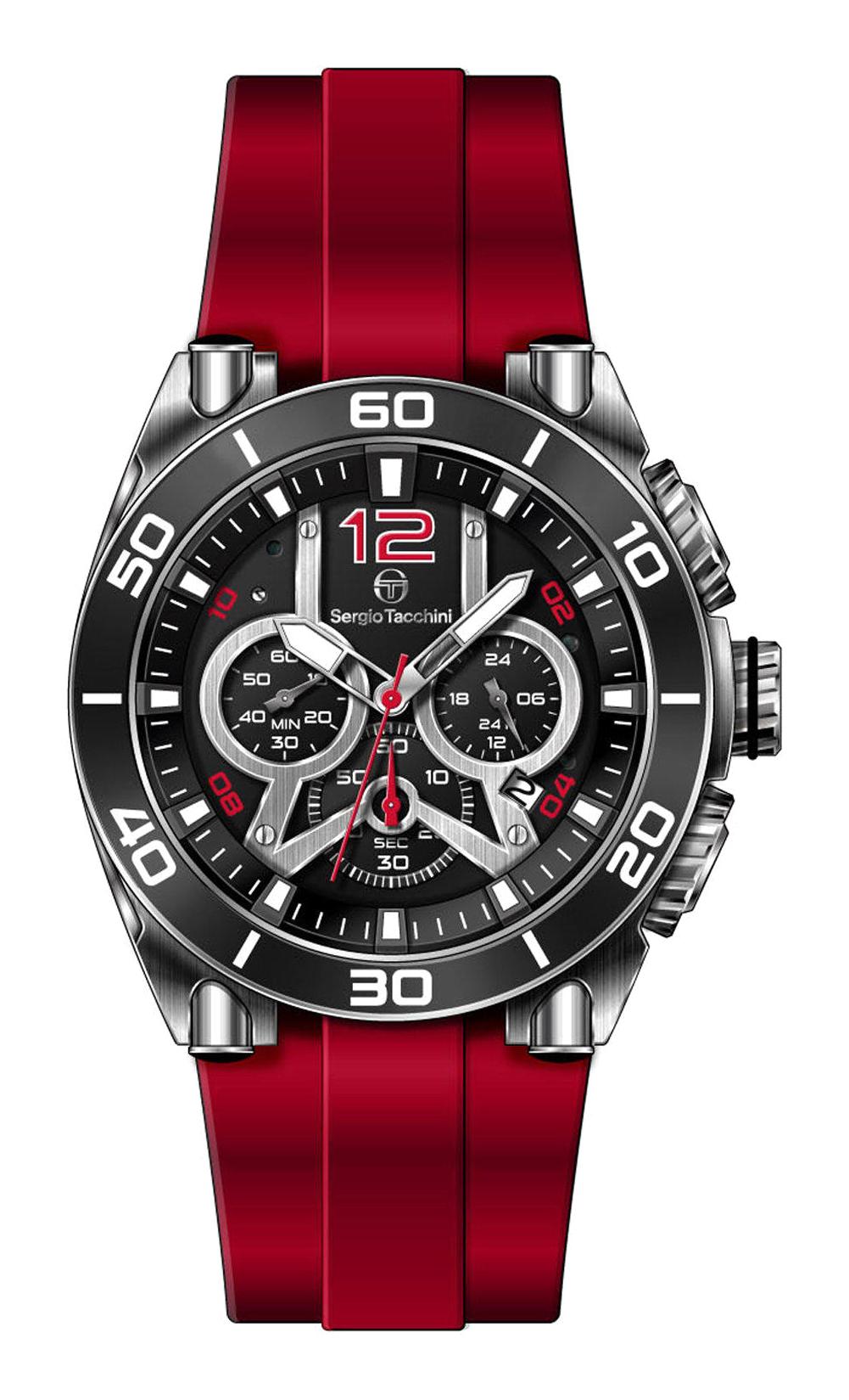 Sergio Tacchini ST.5.10004.3 Takvimli 46 mm Kırmızı Silikon Kordon Analog Erkek Kol Saati