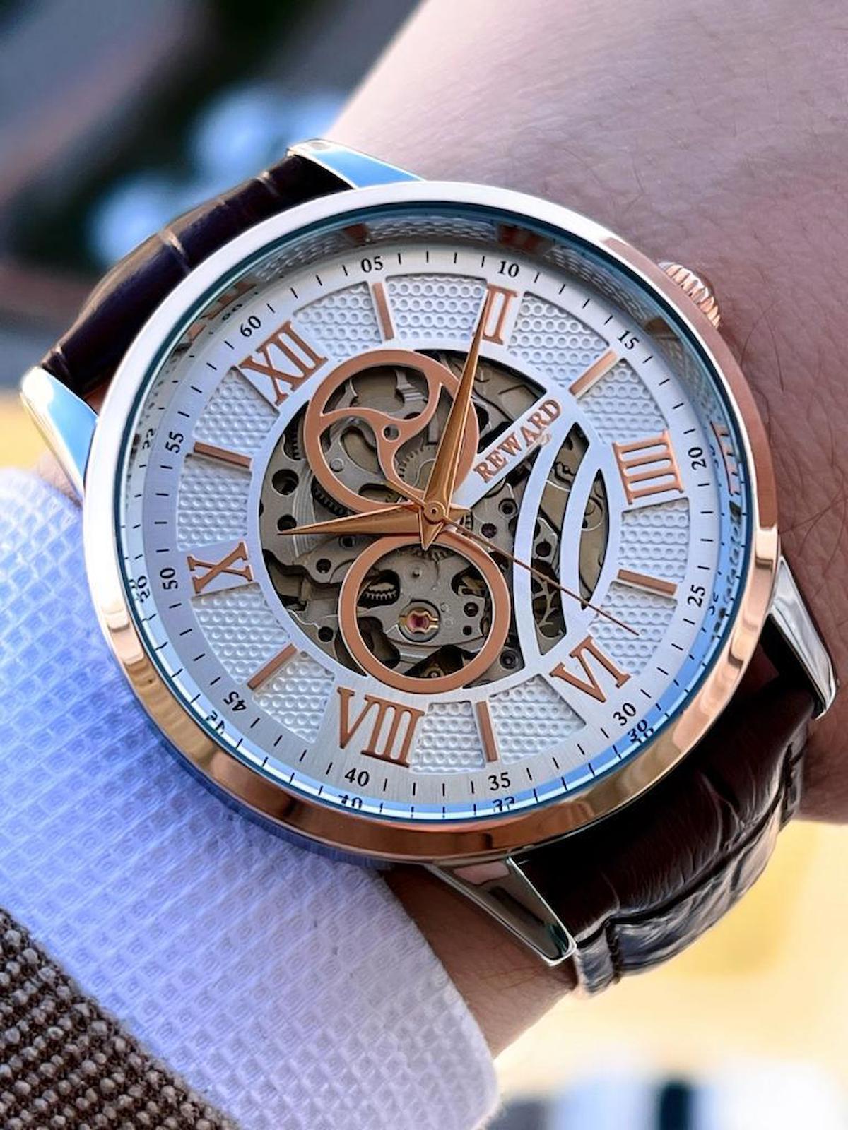 Reward EA.144083 45 mm Kahverengi Deri Kordon Analog Erkek Kol Saati