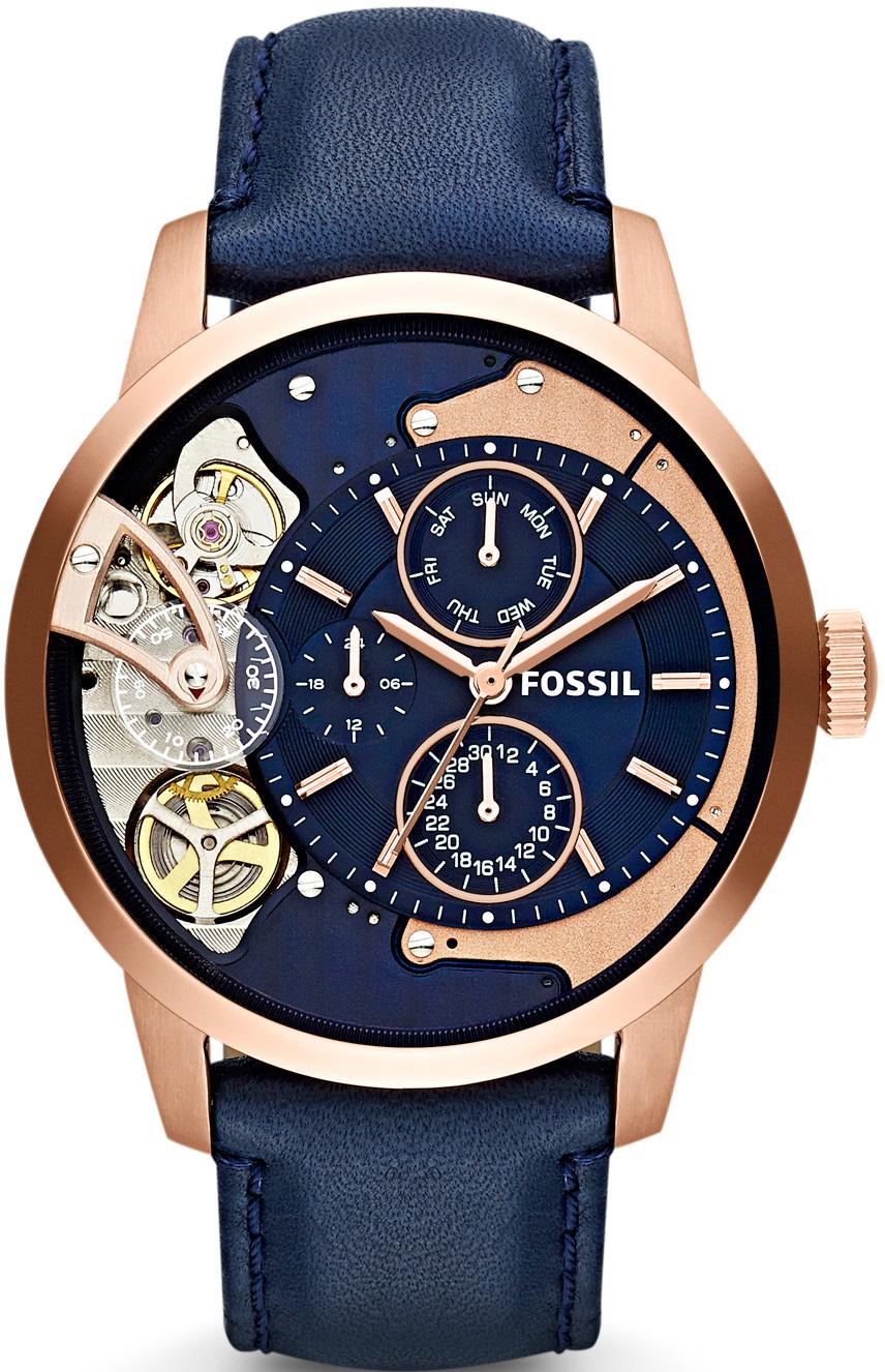 Fossil ME1138 Takvimli 44 mm Lacivert Deri Kordon Analog Kol Saati