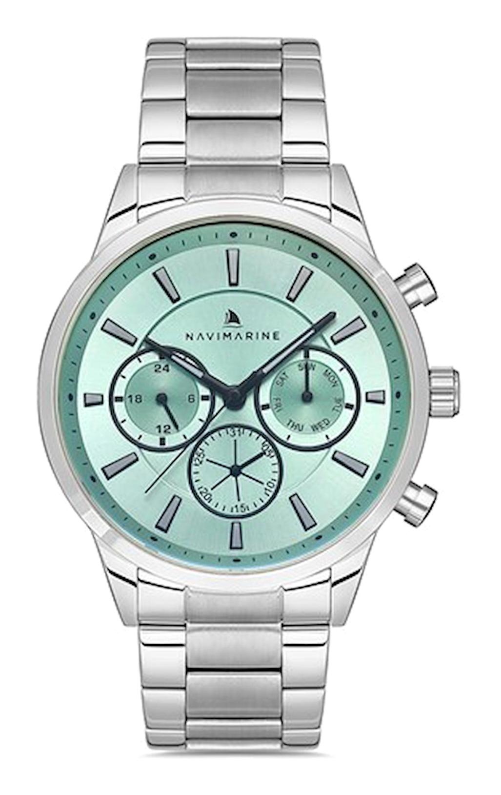 Navimarine NVM66-A15 Takvimli 45 mm Çelik Kordon Analog Kol Saati