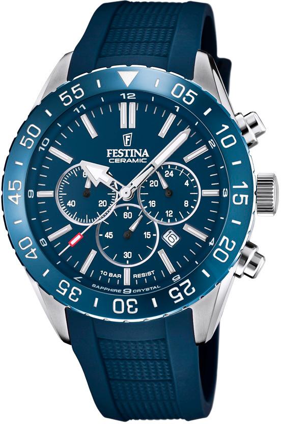 Festina F20515-1 Takvimli 44 mm Mavi Silikon Kordon Analog Kol Saati