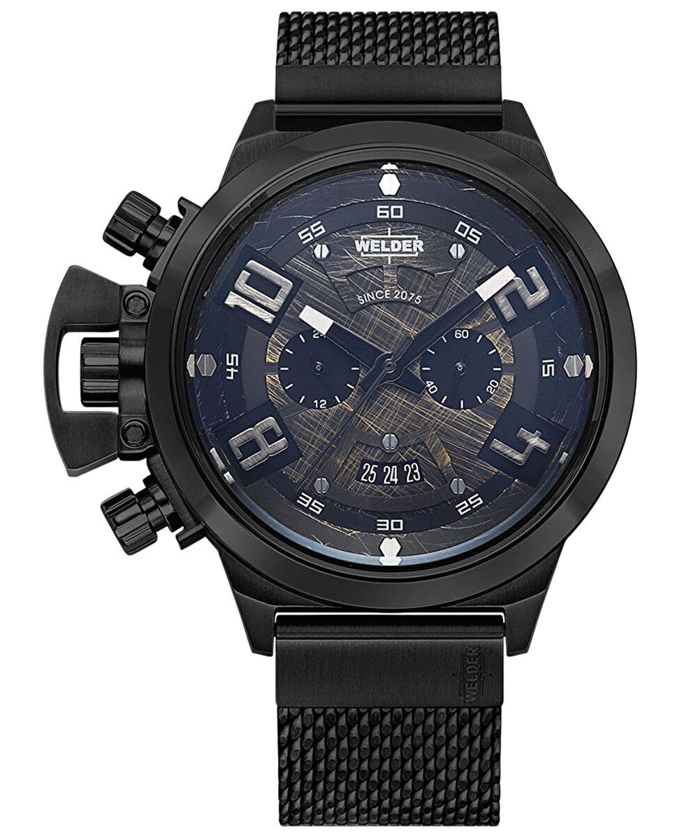 Welder Watch WRK3003 Pusulalı Takvimli 47 mm Siyah Çelik Kordon Analog Erkek Kol Saati