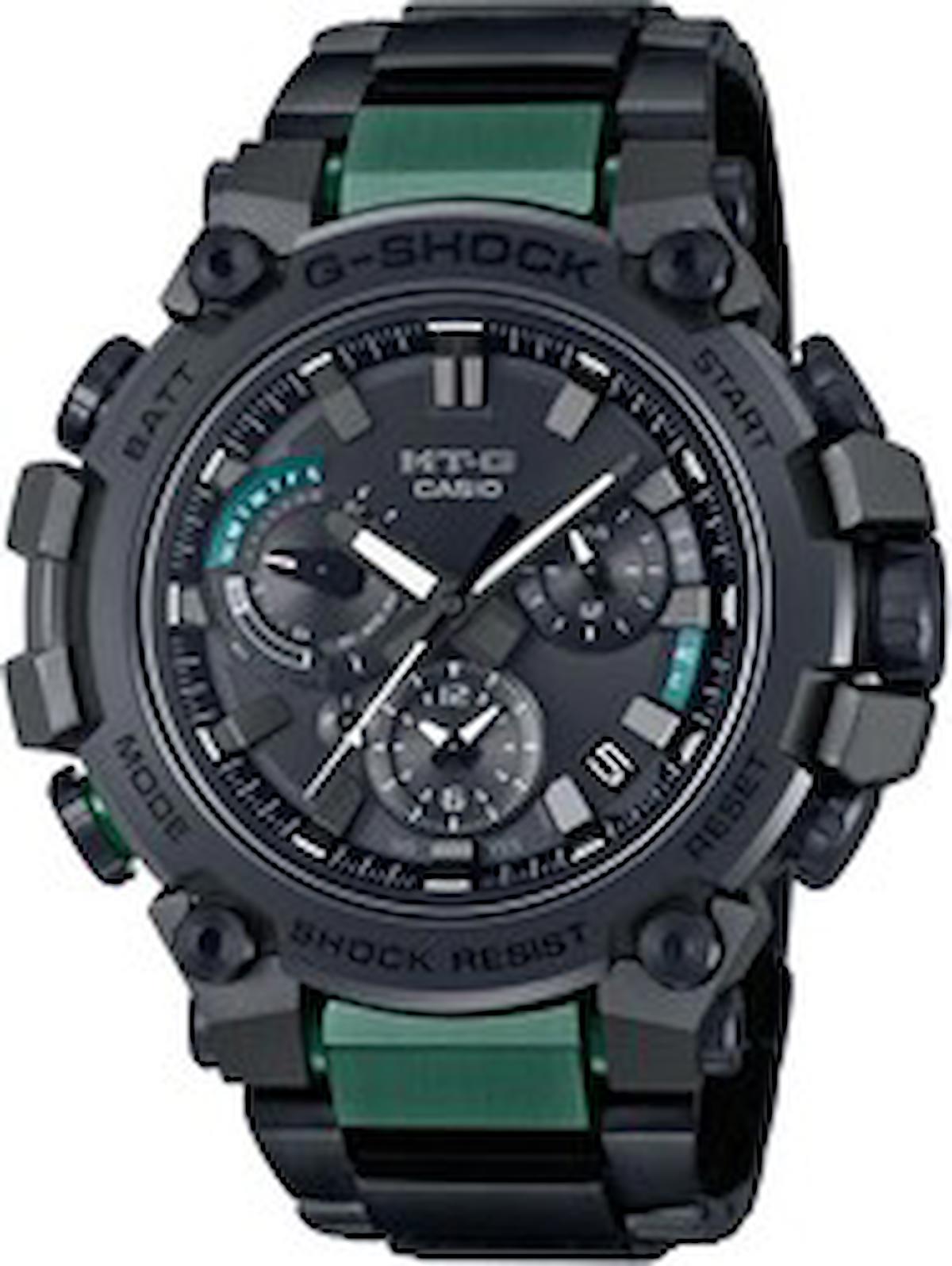 Casio MTG-B3000BD-1A2DR Takvimli 50 mm Siyah-Yeşil Çelik Kordon Analog Erkek Kol Saati