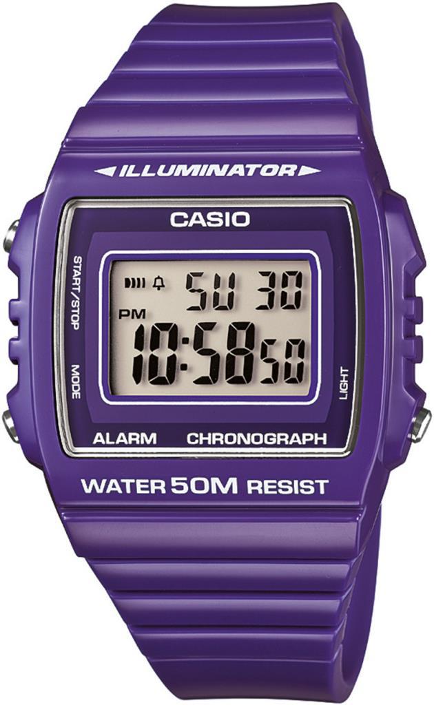 Casio W-215H-6AVDF Takvimli Mor Silikon Kordon Dijital Kol Saati