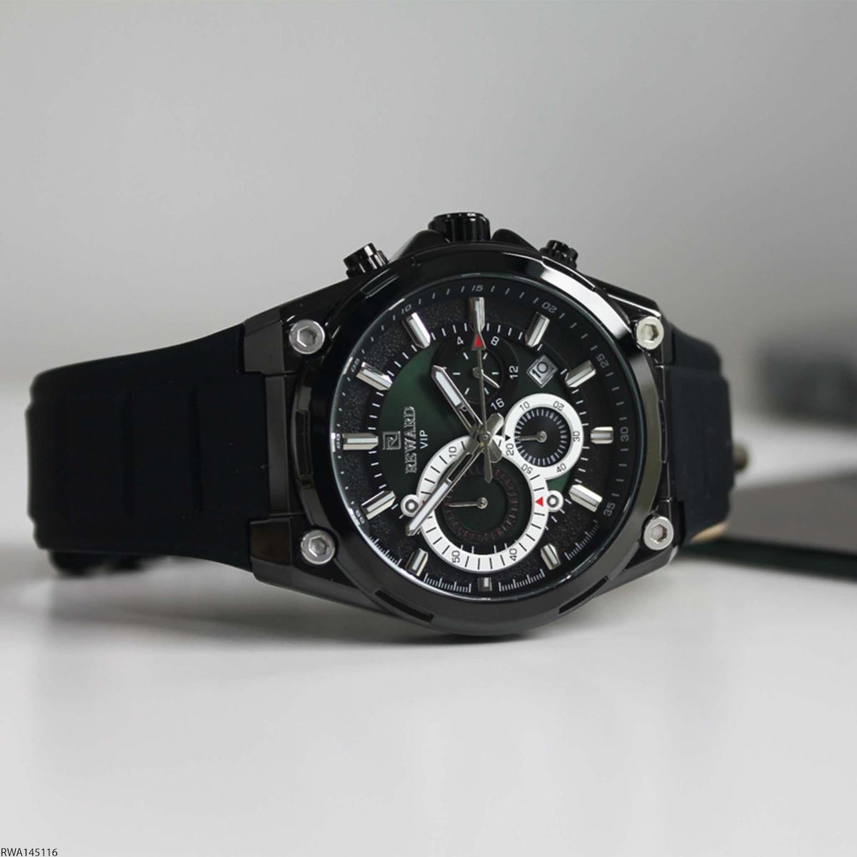 Reward RWA145116 Takvimli 47 mm Siyah Silikon Kordon Analog Erkek Kol Saati