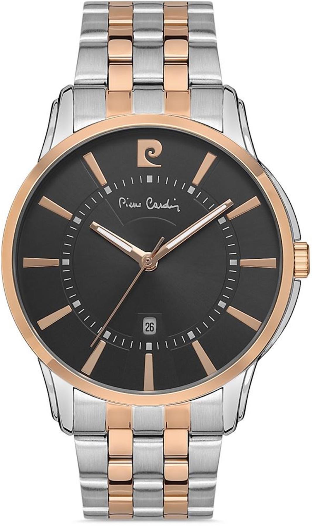 Pierre Cardin 800211F04 Takvimli 45 mm Gri-Rose Gold Çelik Kordon Analog Erkek Kol Saati