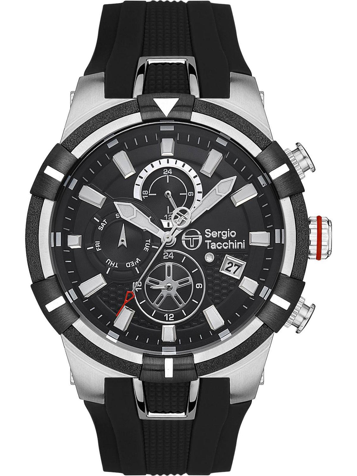 Sergio Tacchini ST.1.10344.1 Takvimli 46 mm Siyah Silikon Kordon Analog Erkek Kol Saati