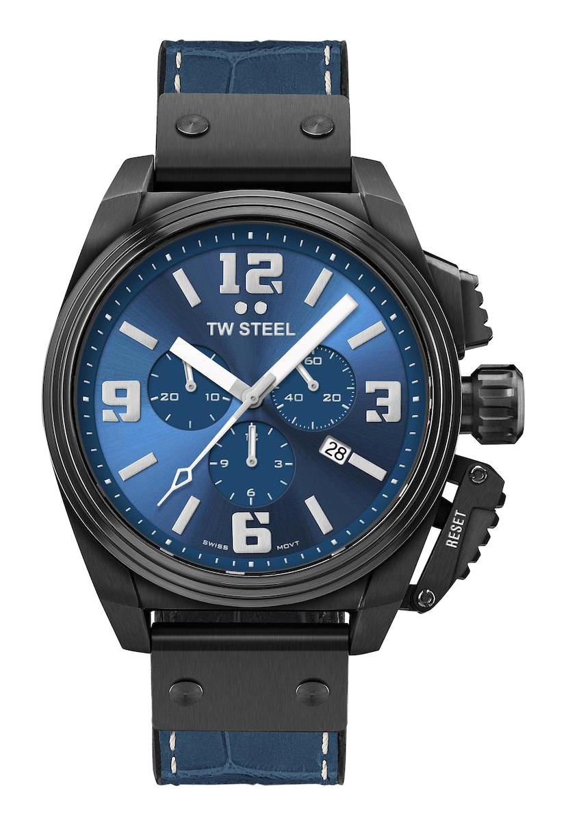 Tw Steel TW-TW1016 Takvimli 46 mm Mavi Deri Kordon Analog Erkek Kol Saati